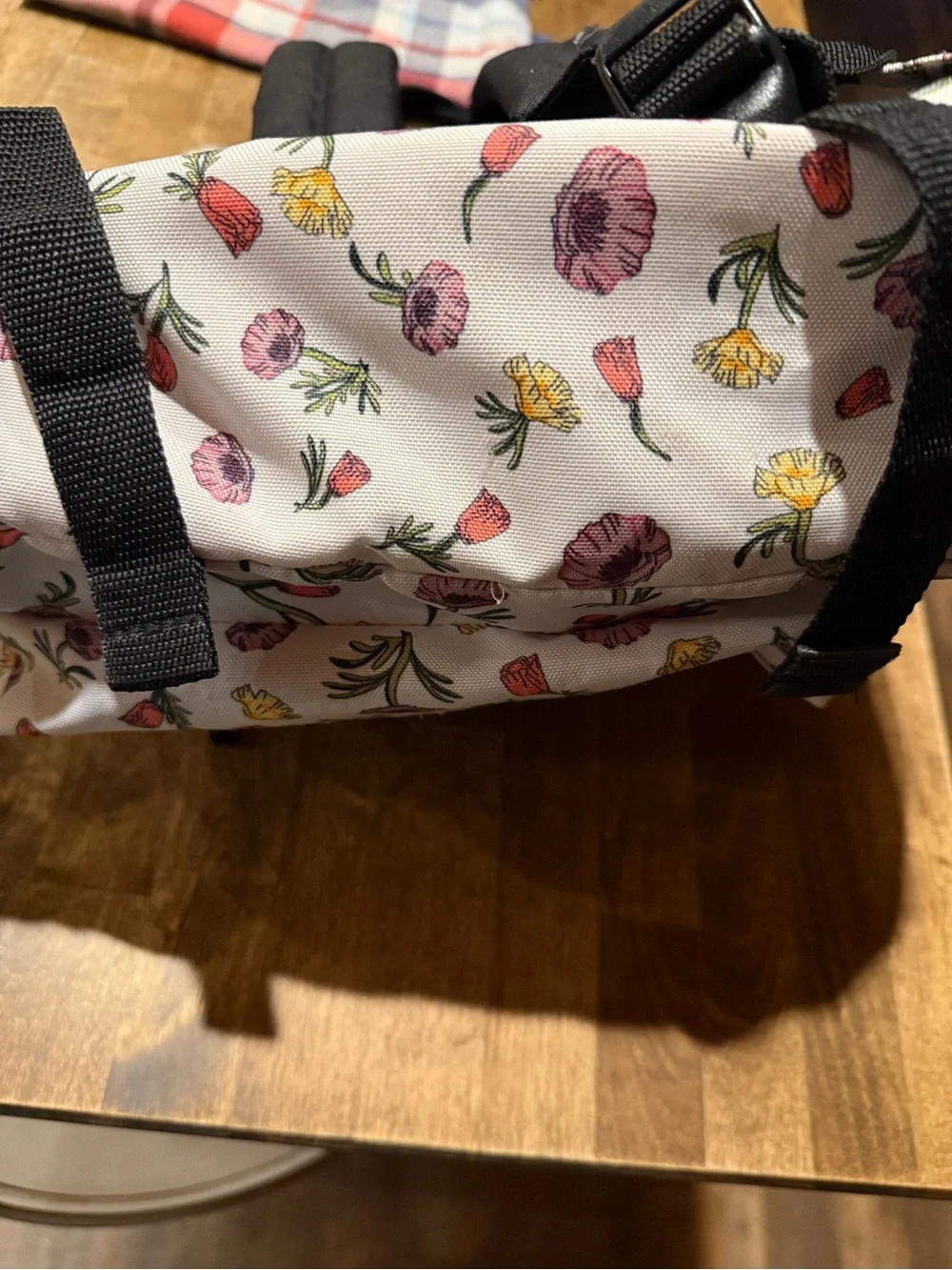 Vans Old Skool White Floral Canvas Backpack with Pink & Yellow Blossoms